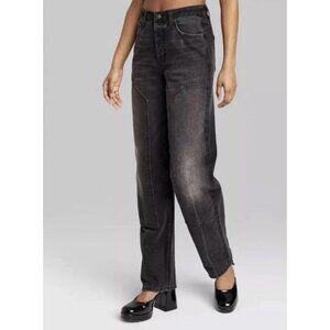 NWT Women's Wild Fable High-Rise Straight Jeans Black Wash Easy Rigid Size 2